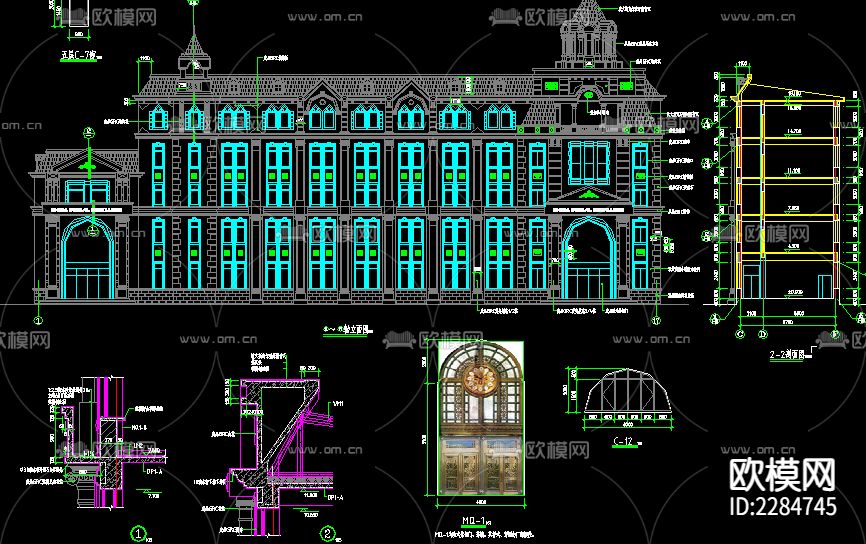 社报局办公楼建筑CAD施工图下载（渲染图1）