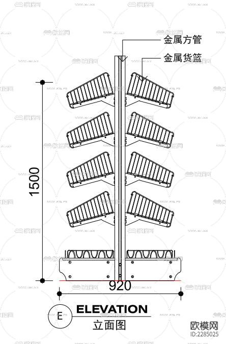 超市货架立面图cad施工图下载（渲染图5）