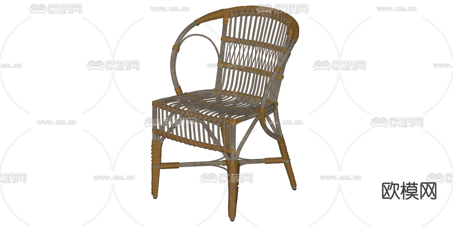 东南亚藤编休闲椅su模型下载（渲染图2）