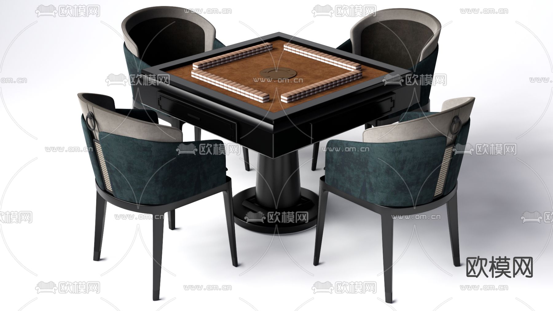 新中式麻将桌su模型下载（渲染图1）