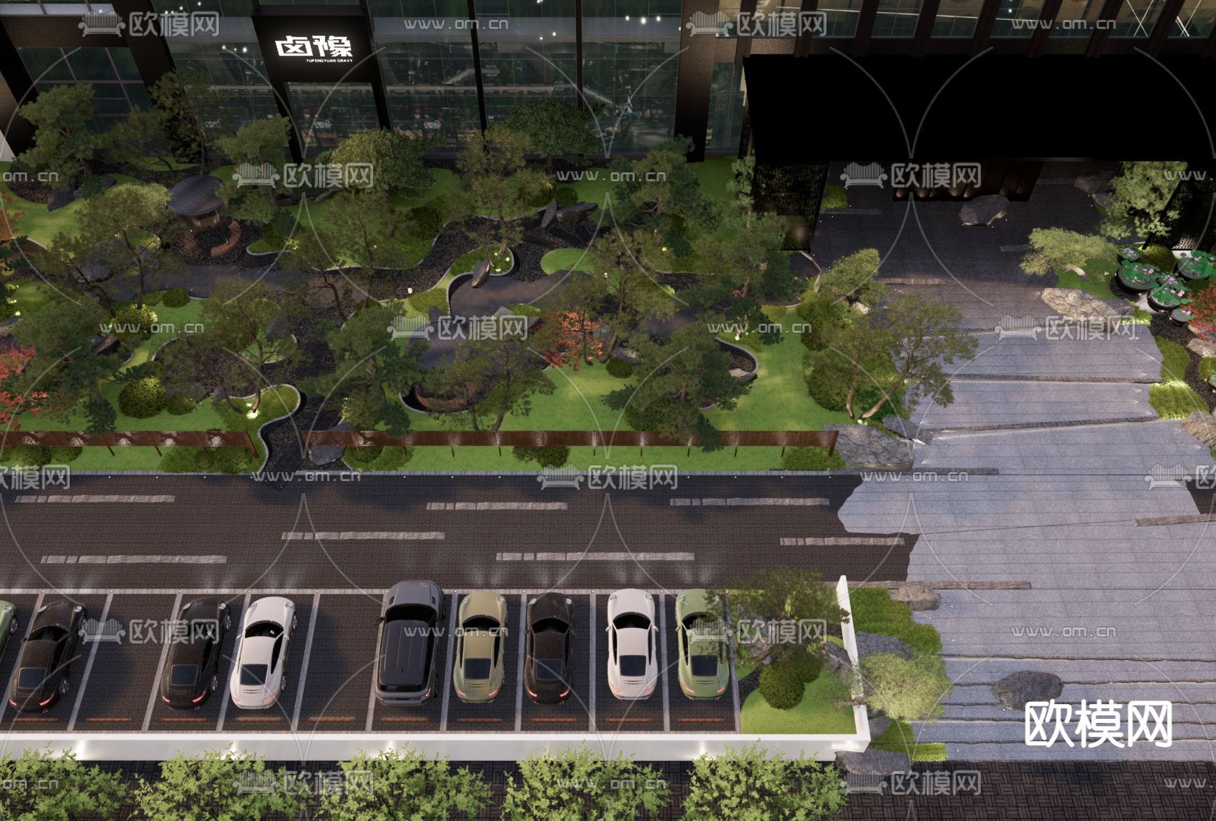 日式别墅庭院夜景su模型下载（渲染图7）