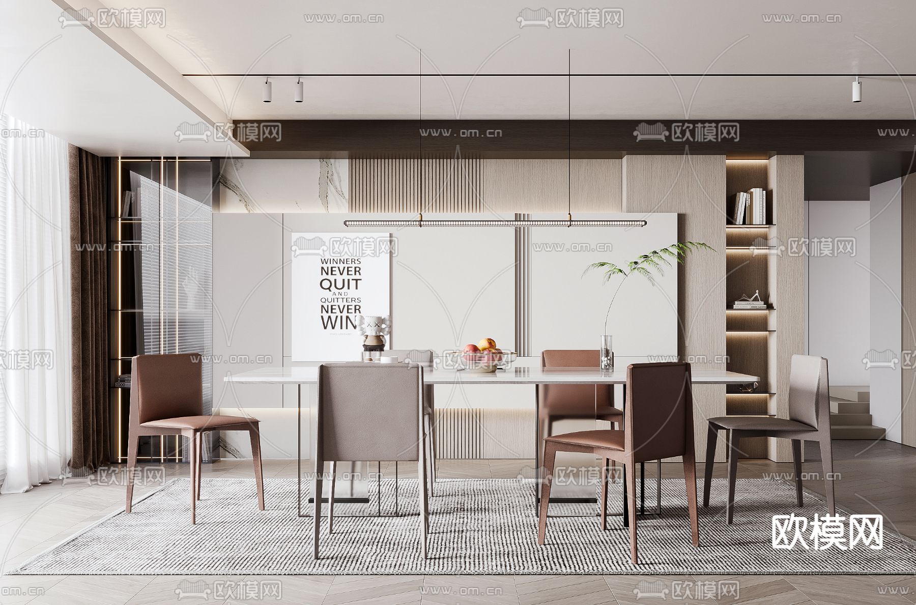 现代餐厅3d模型下载