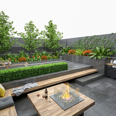  现代屋顶花园su模型 