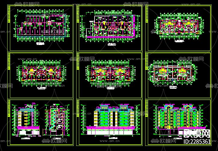 商住楼cad施工图下载（渲染图1）