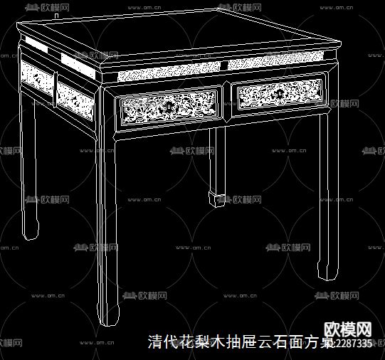 明清中式古典家具cad图库下载（渲染图2）