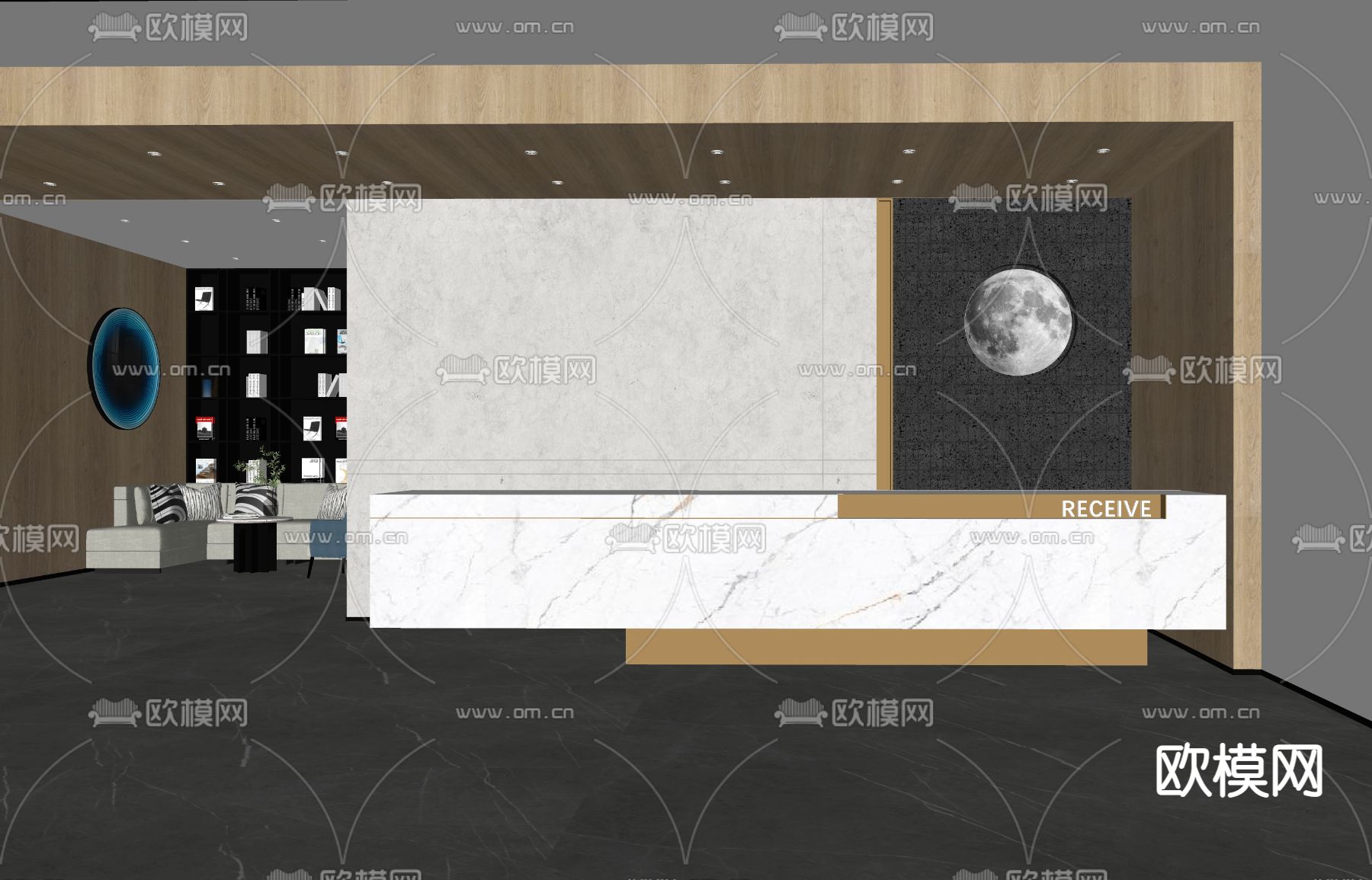 现代前台接待台su模型