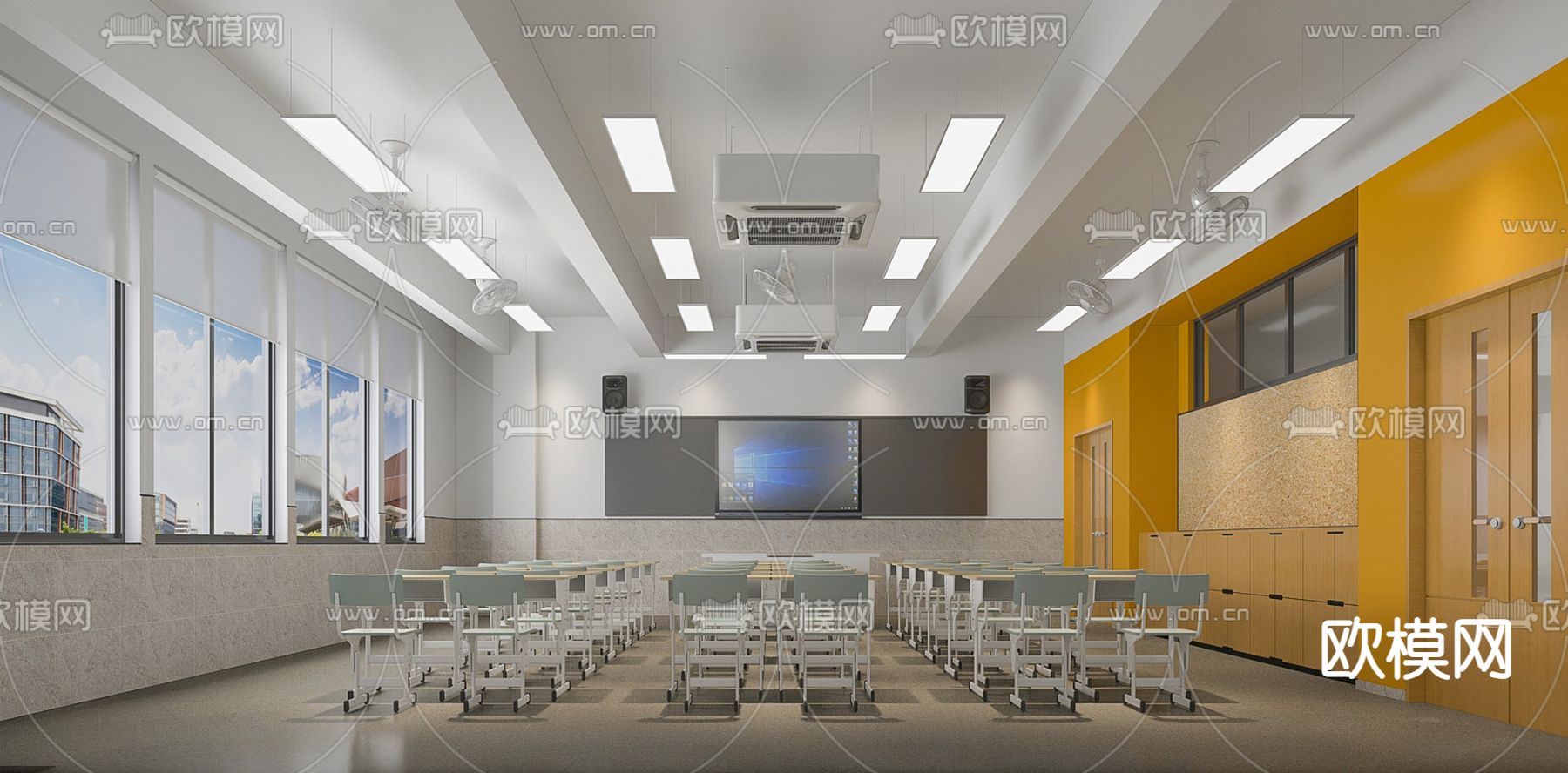 现代学校教室su模型下载_ID12118545_sketchup模型下载-欧模网