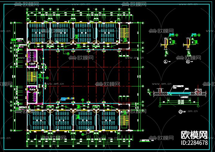中学教学楼cad施工图下载（渲染图3）