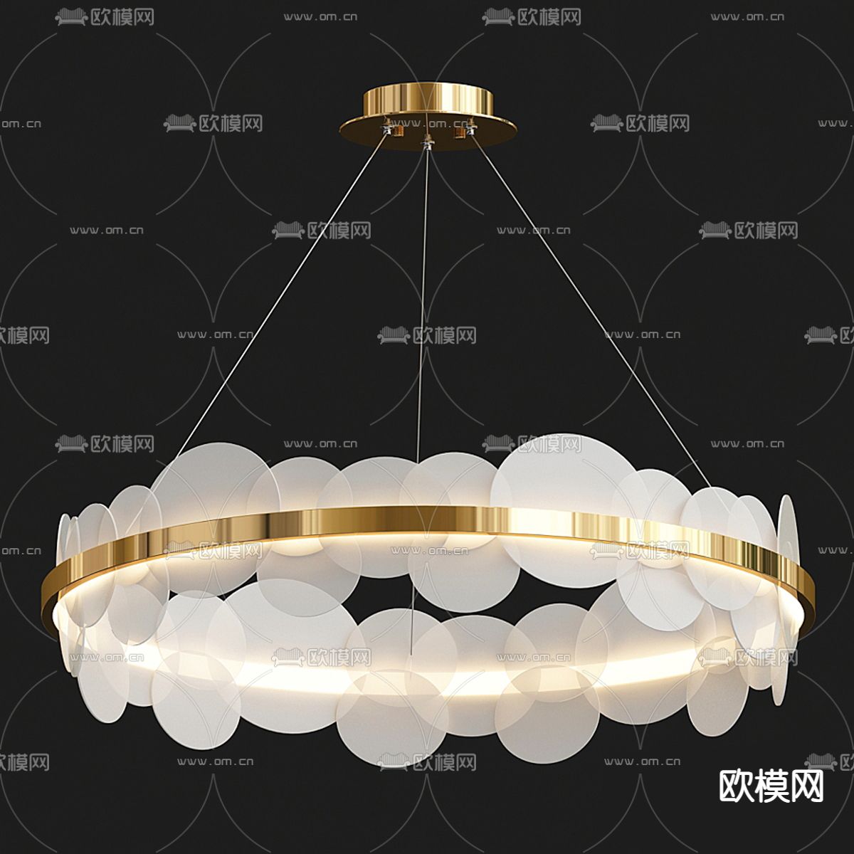现代水晶片吊灯3d模型下载_ID12119834_3dmax免费模型-欧模网