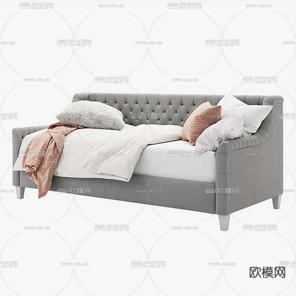 北欧灰色多人沙发3d模型下载（渲染图2）