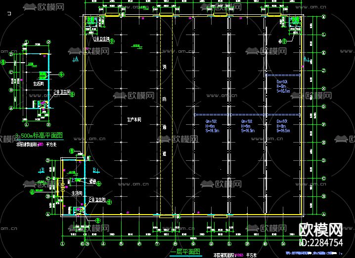 轻钢厂房CAD施工图下载（渲染图4）