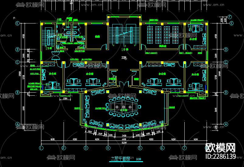 办公楼cad施工图下载（渲染图2）