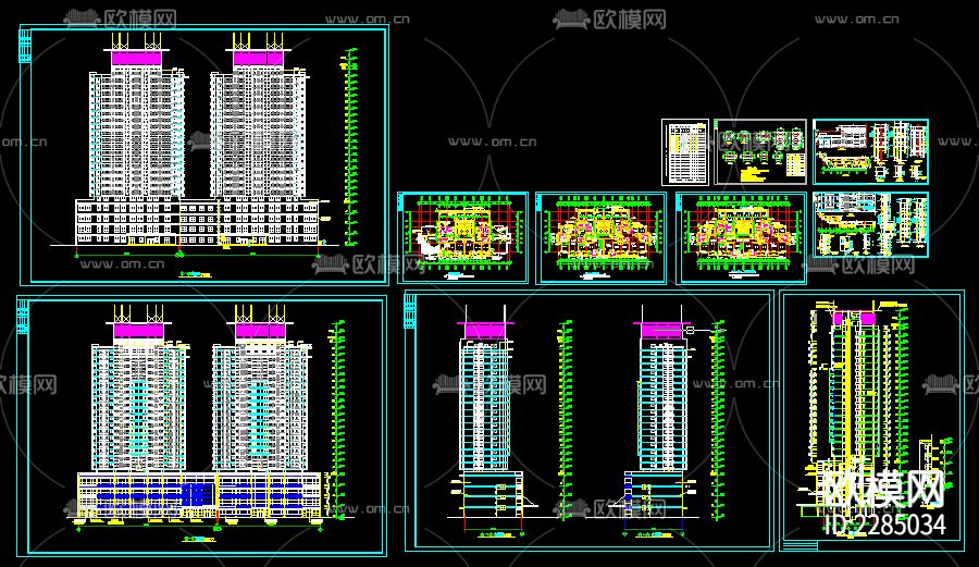 商住楼cad施工图下载（渲染图1）