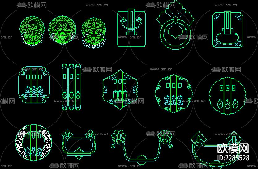 中国传统建筑元素cad图库下载（渲染图2）