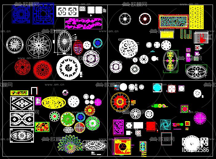 石材厂内部提供石材拼花cad图库下载（渲染图1）