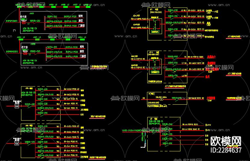住宅电气CAD施工图下载（渲染图5）