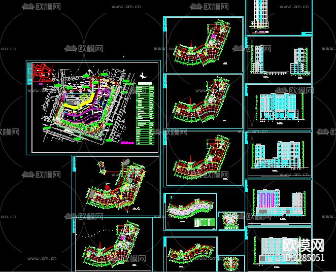 商住楼cad施工图下载（渲染图1）