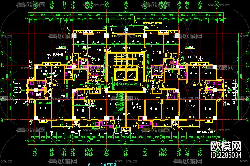 商住楼cad施工图下载（渲染图3）