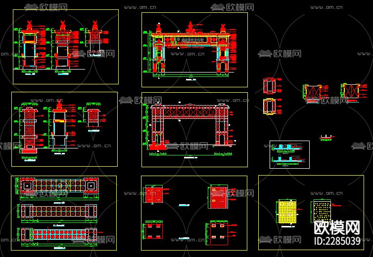 东莞南城步行街门楼cad施工图下载（渲染图1）