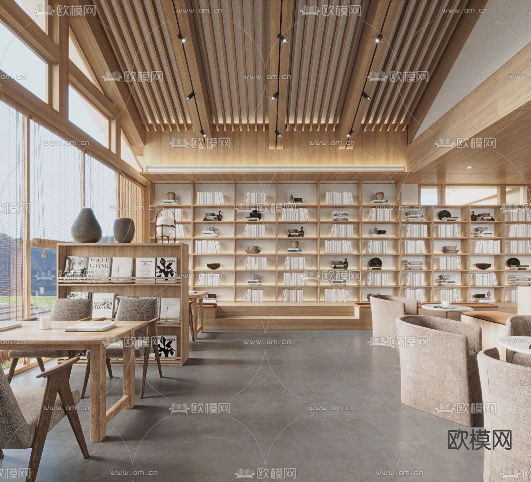 侘寂图书馆阅读室3d模型下载
