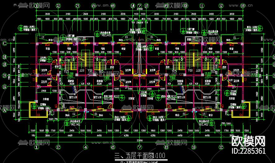 商住楼cad施工图下载（渲染图4）