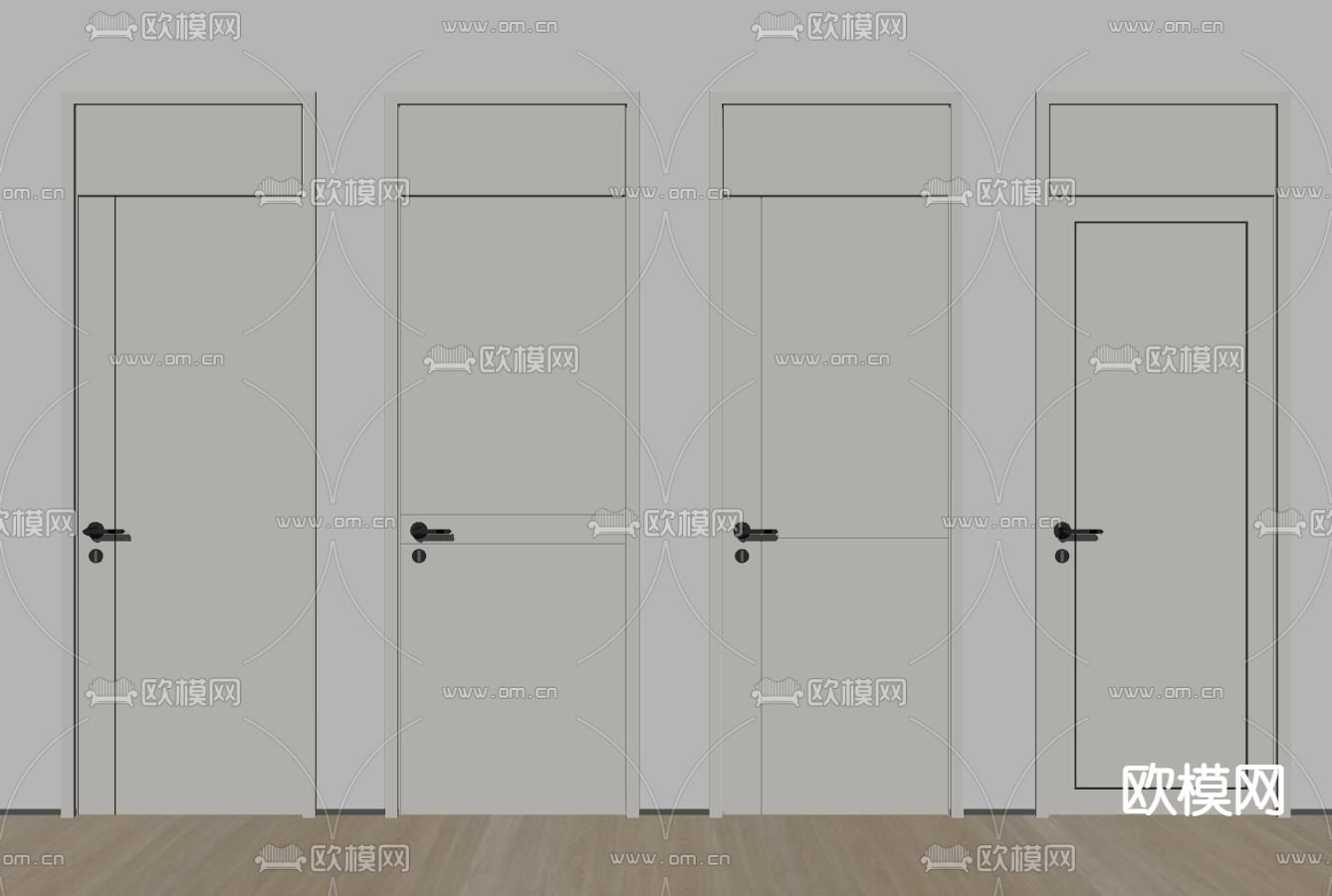 现代单开门 通顶门 房门su模型