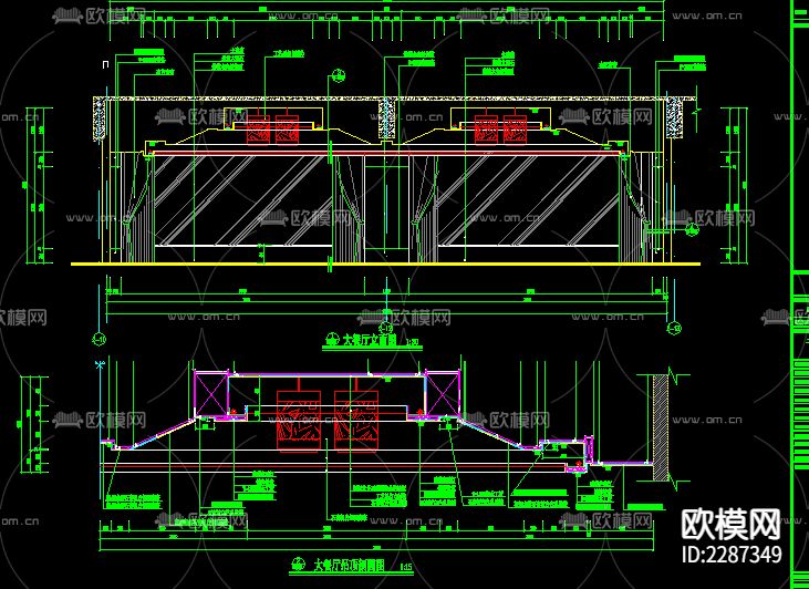 餐厅cad立面图下载（渲染图2）