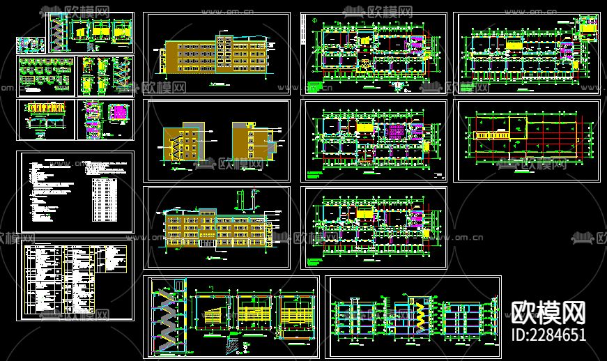 教学楼CAD施工图下载（渲染图1）