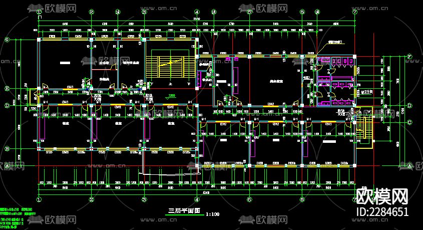 教学楼CAD施工图下载（渲染图4）