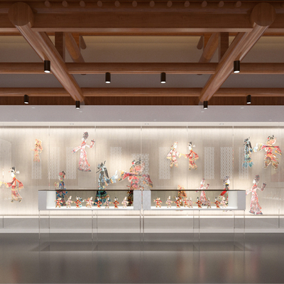  新中式皮影戏展厅su模型 