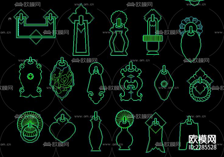 中国传统建筑元素cad图库下载（渲染图3）