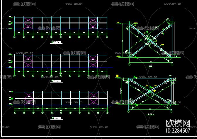 两层钢结构厂房全cad施工图下载（渲染图1）