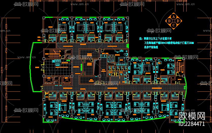 五星级酒店装修cad施工图下载（渲染图1）