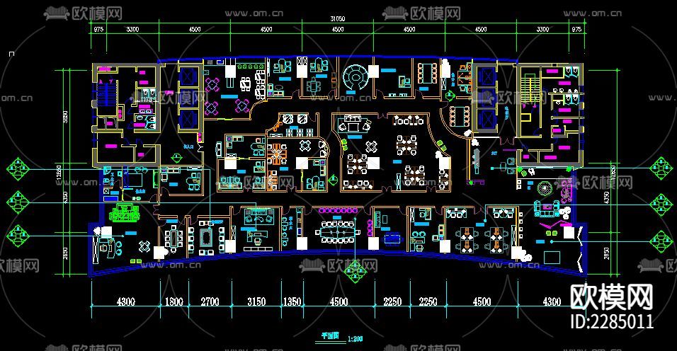 办公空间整装cad施工图-免费3dmax模型库-欧模网