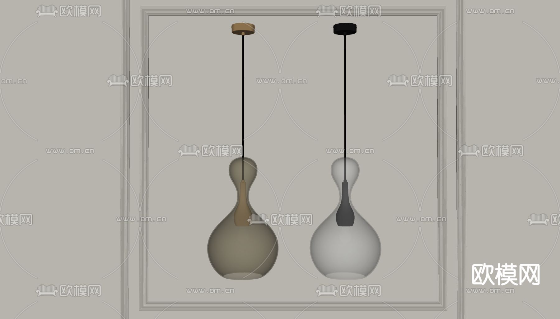 现代玻璃吊灯su模型下载（渲染图2）