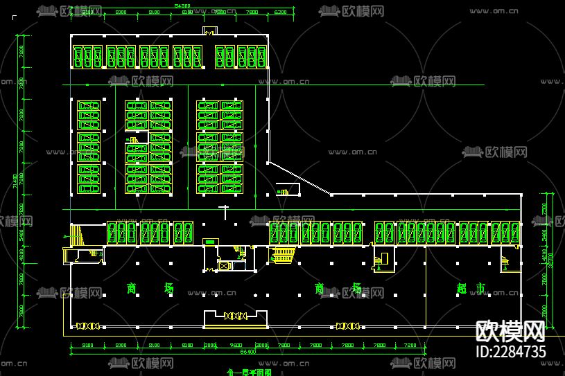 临街商场建筑外观平面规划cad施工图下载（渲染图4）