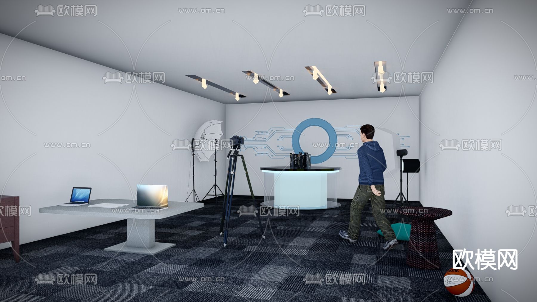 现代直播间su模型下载（渲染图2）