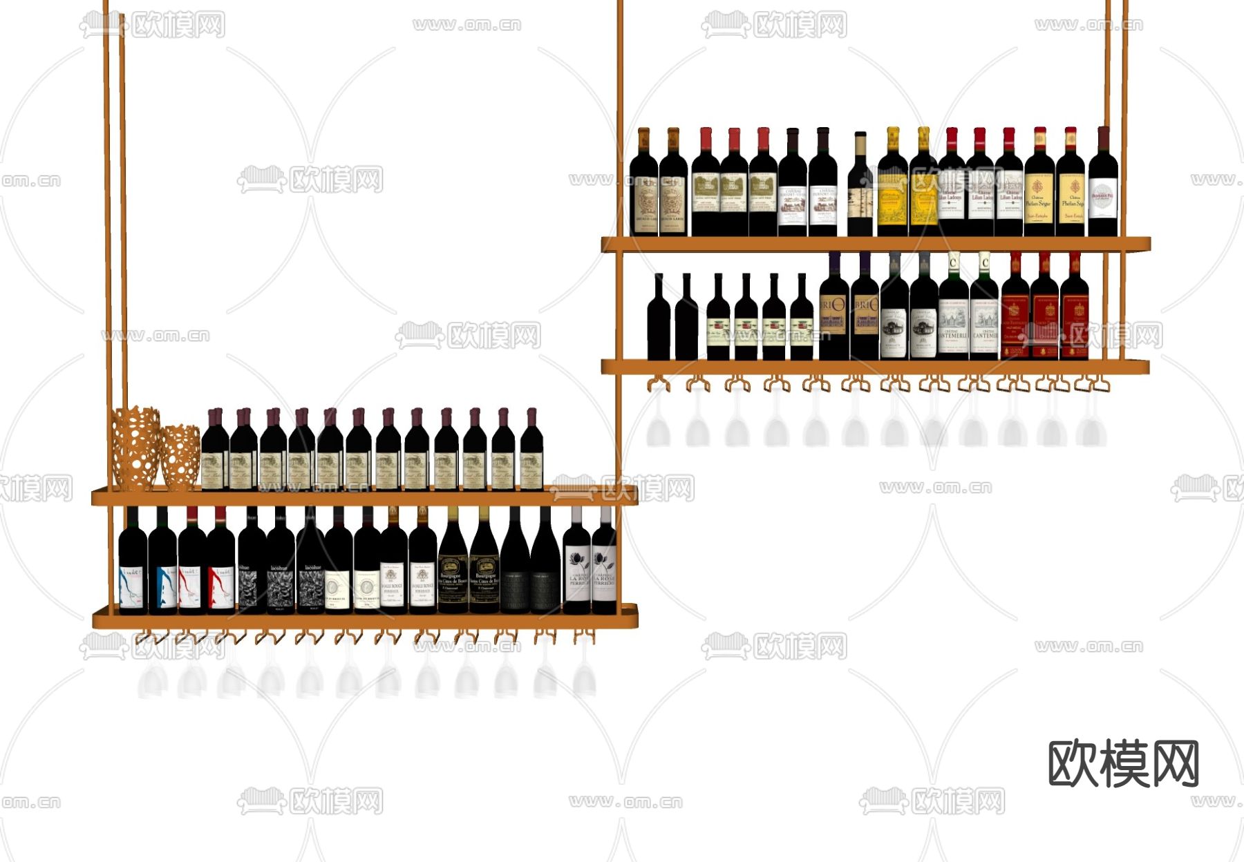 现代酒具酒瓶su模型下载（渲染图2）