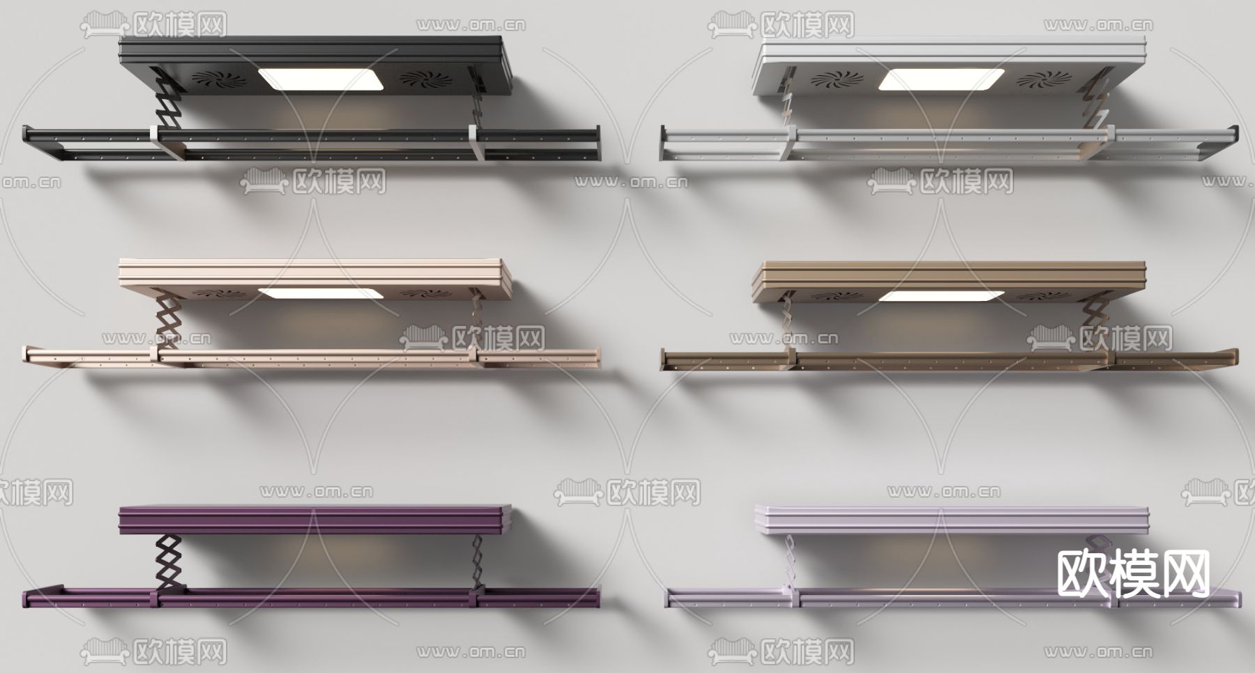 电动伸缩晾衣杆 晾衣架3d模型下载