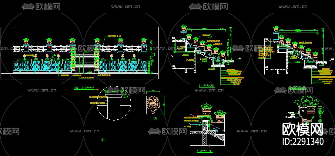 跌水景观CAD施工图下载（渲染图1）