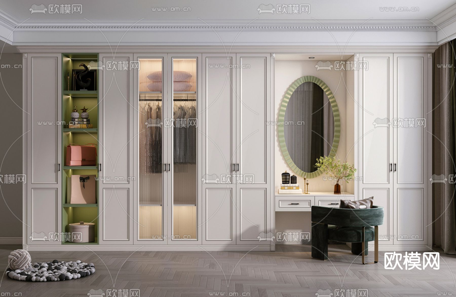 美式衣柜 梳妆台3d模型下载