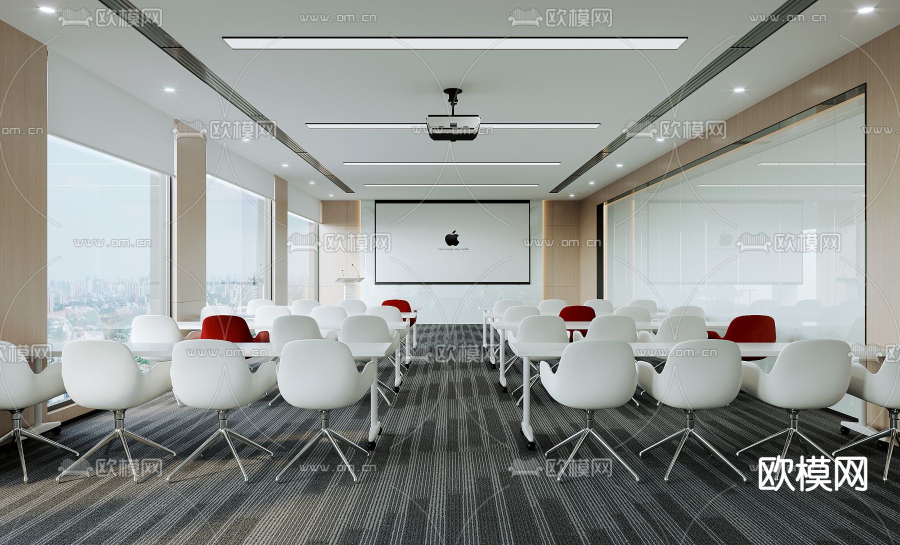 现代培训室 会议室3d模型下载_ID12120782_3dmax免费模型-欧模网
