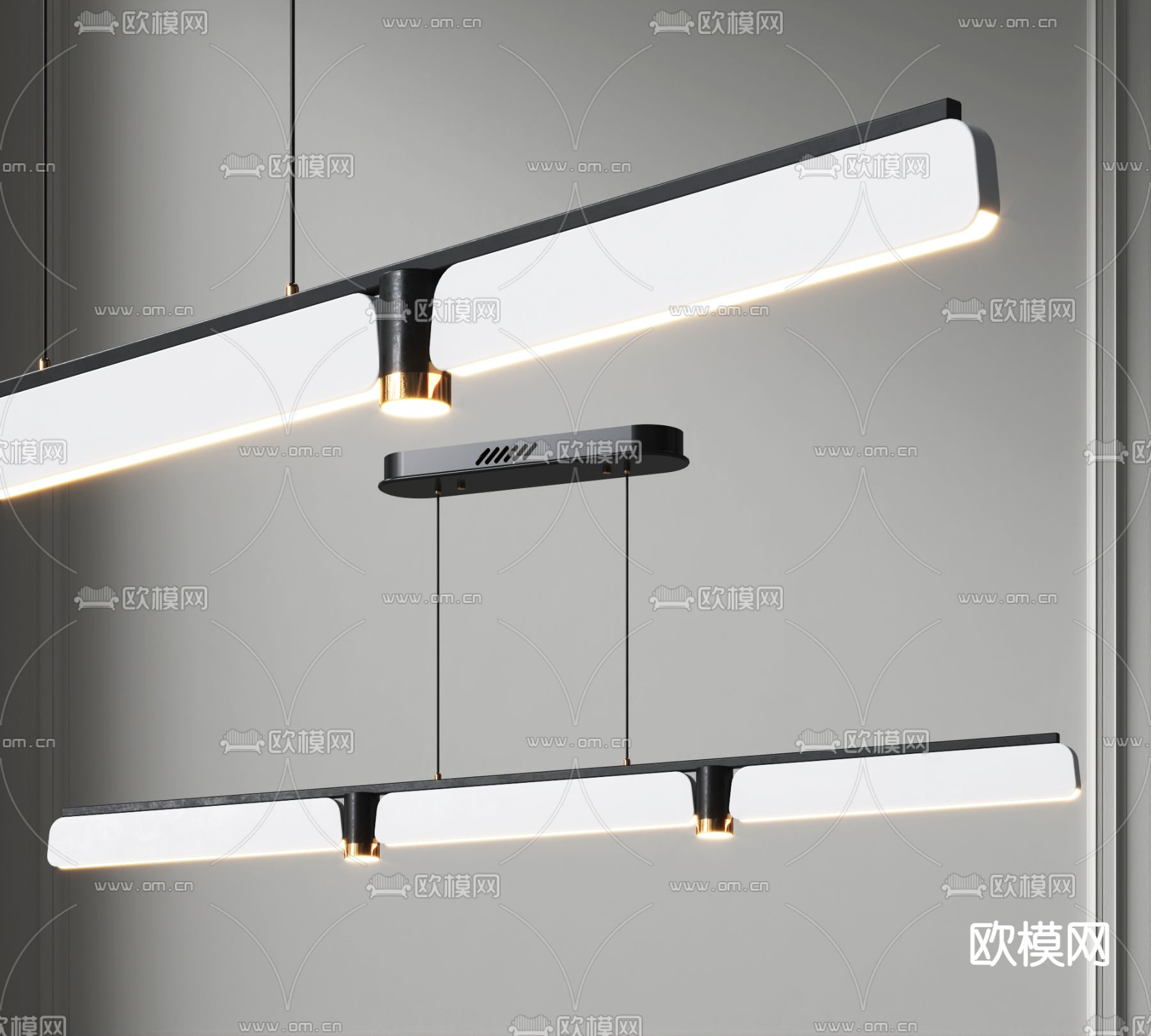 现代长条吊灯3d模型下载_ID12121690_3dmax免费模型-欧模网