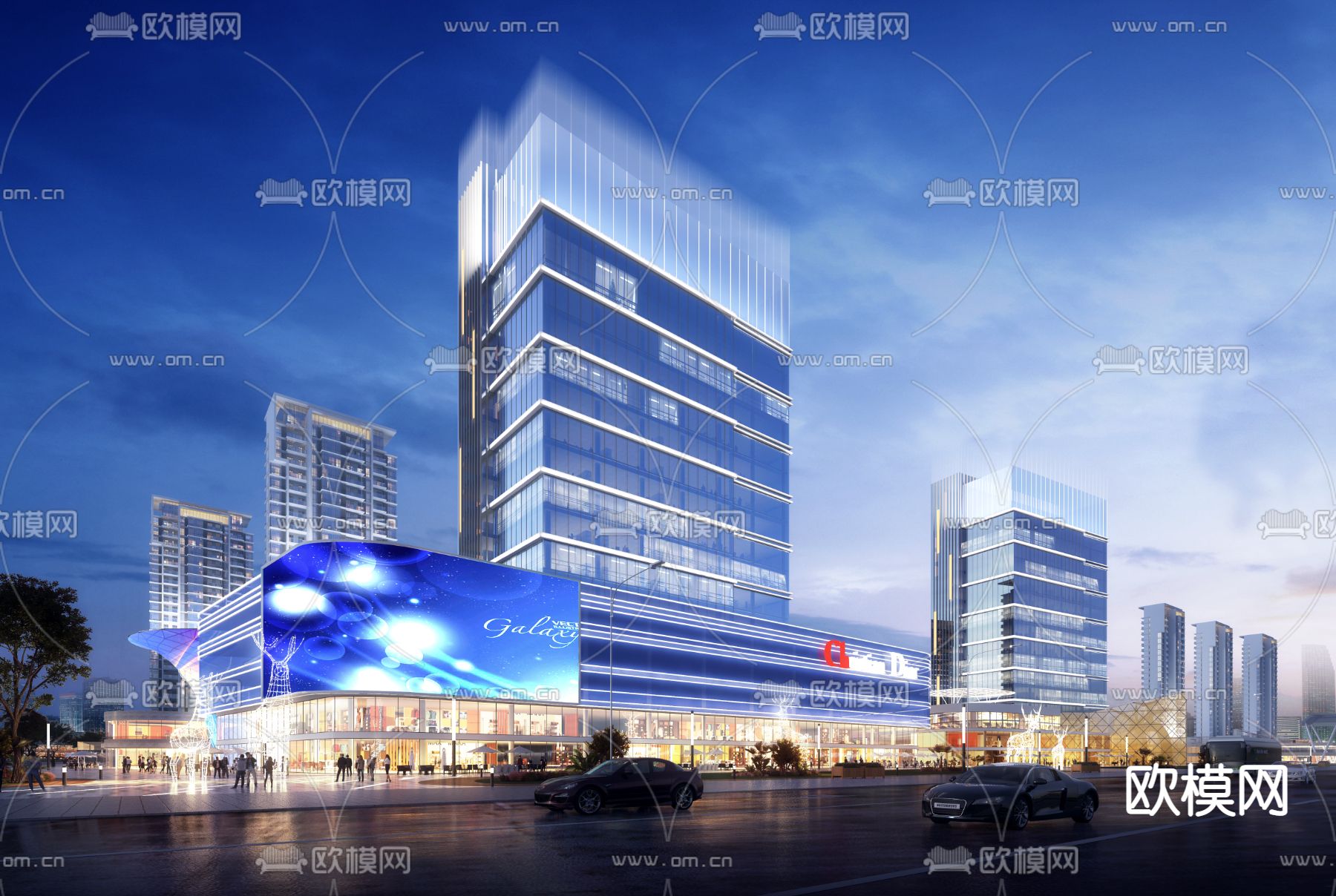 现代商业楼建筑外观3d模型下载