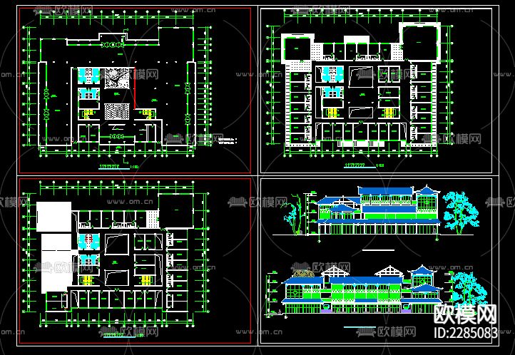 民居式客栈初步设计cad施工图-免费3dmax模型库-欧模网