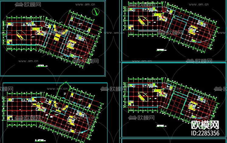 商业写字楼建筑外观平面规划cad施工图下载（渲染图4）