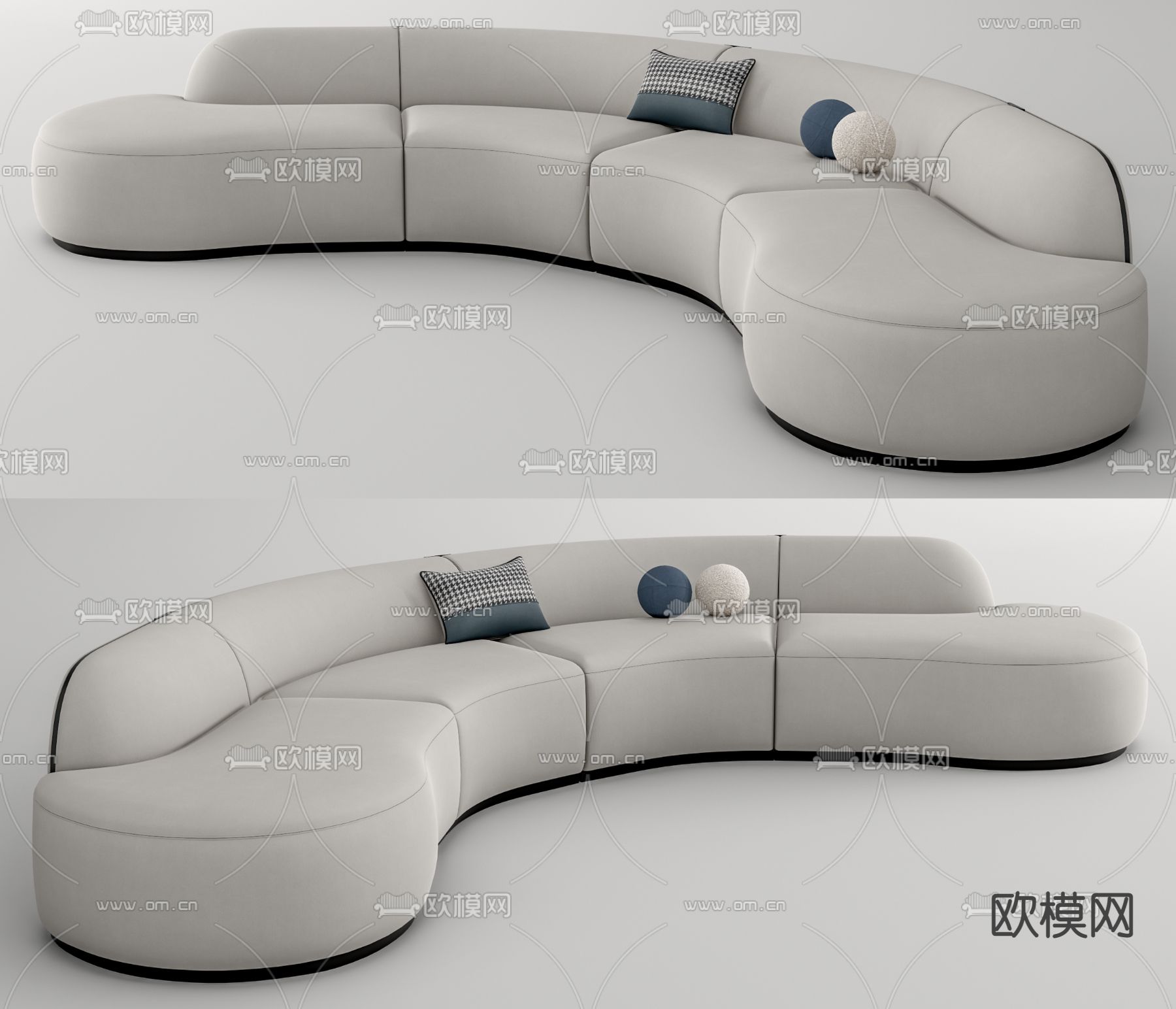 Pierre 白色弧形沙发su模型下载（渲染图1）