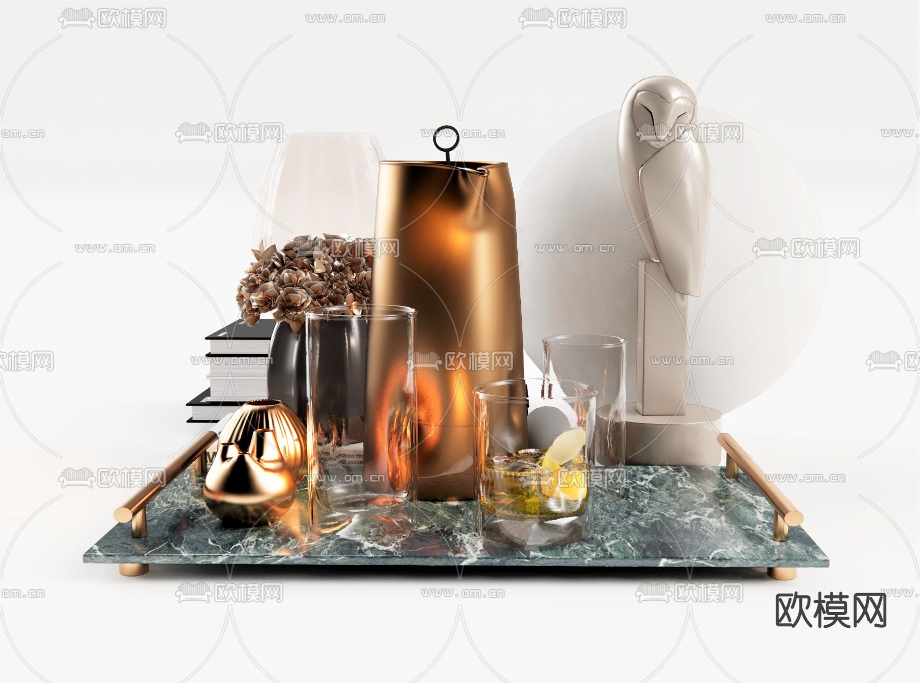 现代茶具茶壶茶杯su模型
