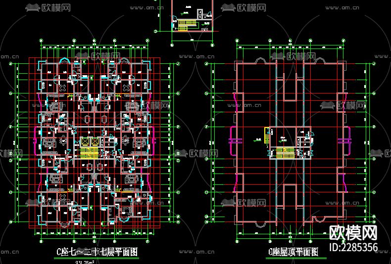 商业写字楼建筑外观平面规划cad施工图下载（渲染图5）