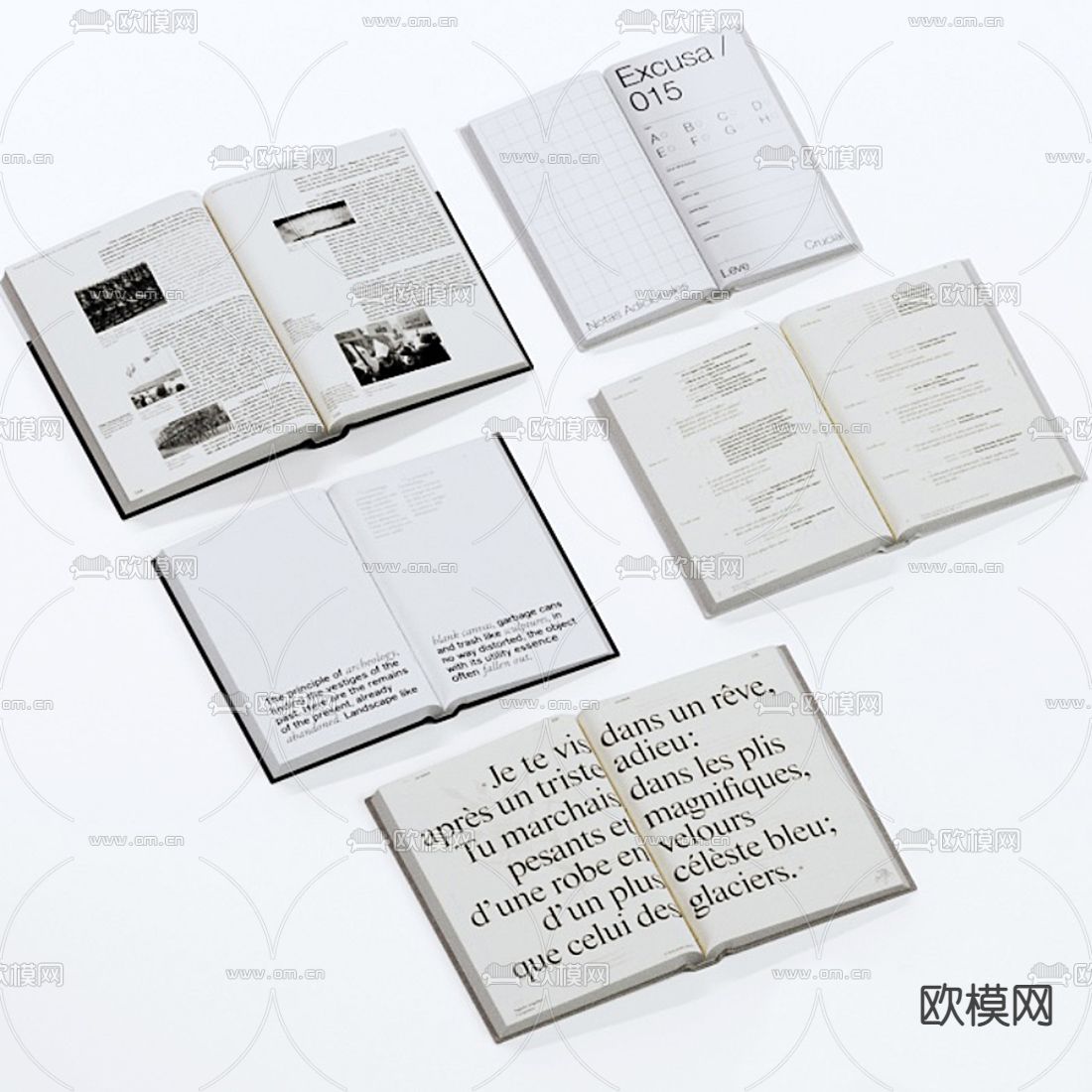 现代书籍 书本摆件3d模型下载（渲染图3）